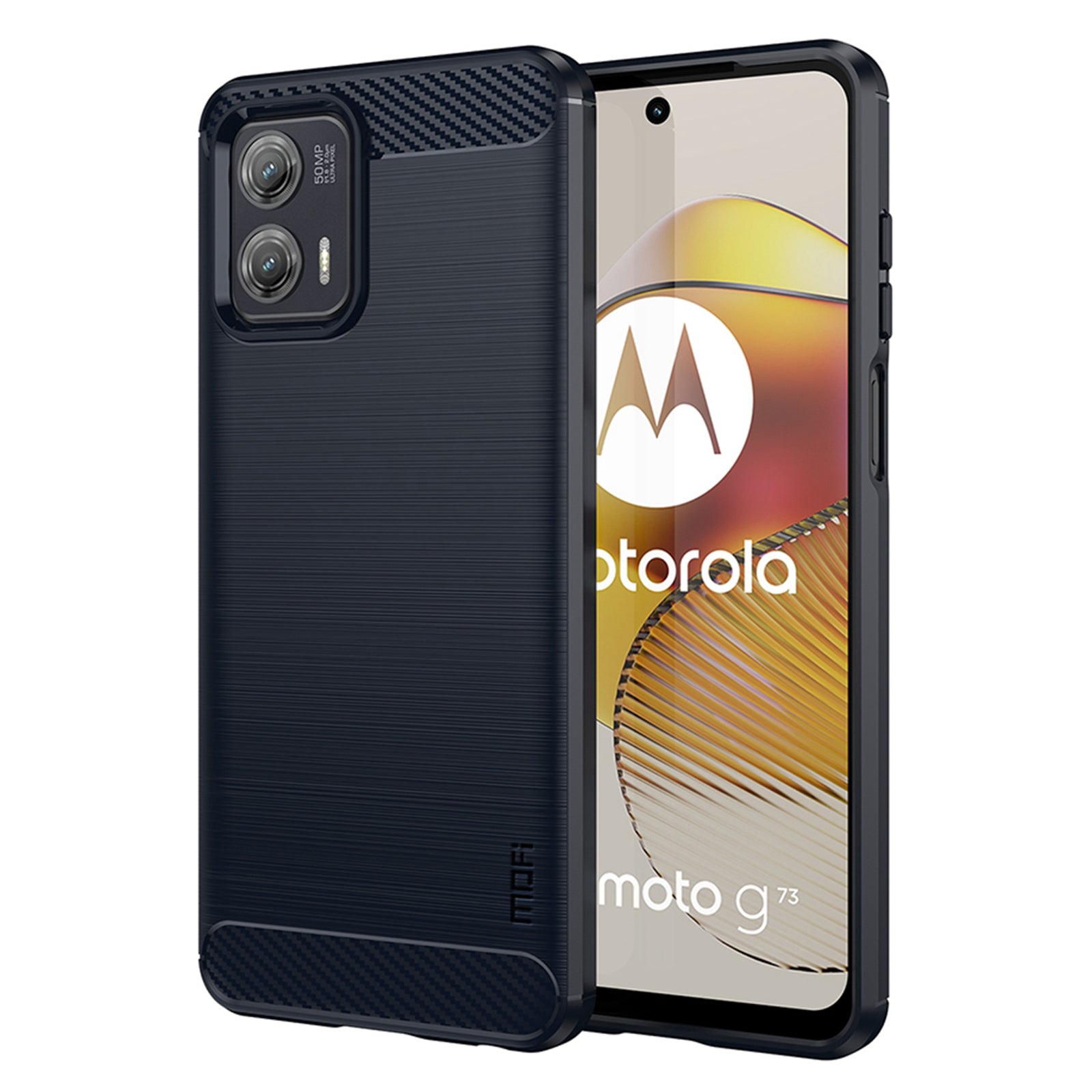 MOFI JK TPU Series-1 For Motorola Moto G73 5G Bump Proof Phone Cover Brushed Carbon Fiber Case TPU Shell MOFI JK TPU Series-1 For Motorola Moto G73 5G Bump Proof Phone Cover Brushed Carbon Fiber Case TPU Shell